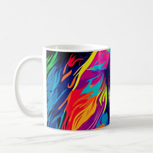 Abstracte 3D Leeuwenportret Digitale Kunst Koffiemok (Links)