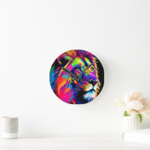 Abstracte 3D Leeuwenportret Digitale Kunst Ronde Klok (Huis)