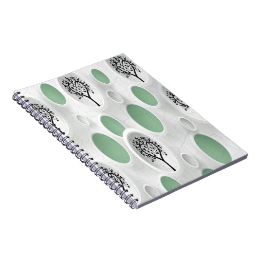 Abstracte 3D met Circles Heart Leaf Tree Notitieboek (Rechterzijde)