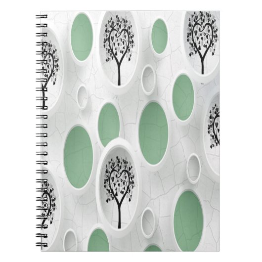 Abstracte 3D met Circles Heart Leaf Tree Notitieboek (Voorkant)