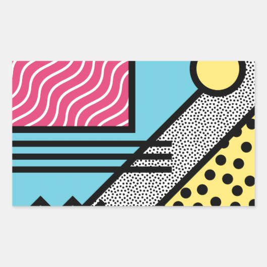 Abstracte 80s memphis pop art style graphics rechthoekige sticker (Voorkant)