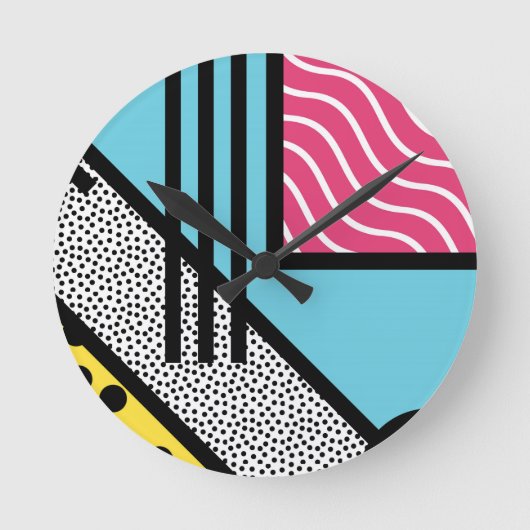 Abstracte 80s memphis pop art style graphics ronde klok (Voorkant)