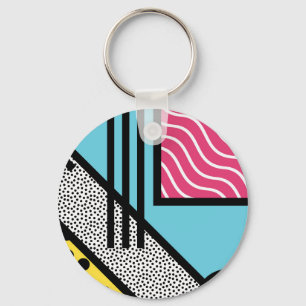 Abstracte 80s memphis pop art style graphics sleutelhanger