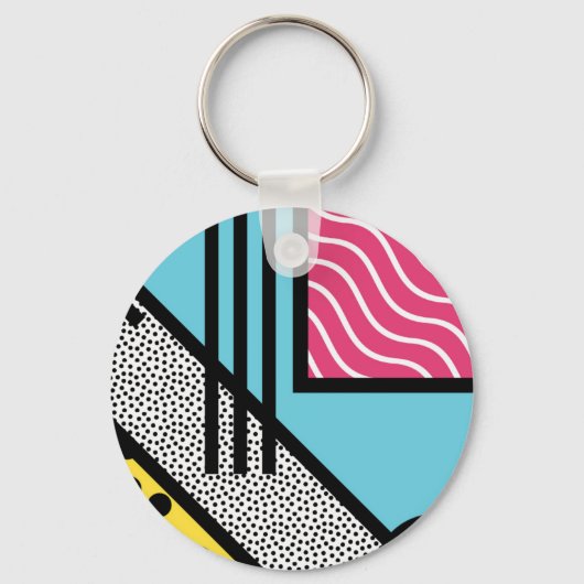 Abstracte 80s memphis pop art style graphics sleutelhanger (Voorkant)