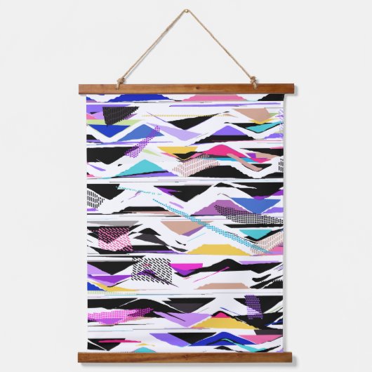 Abstracte 80s Vibrant Vector Vibes Hangend Wandkleed (Voorkant)