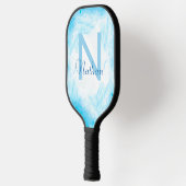 Abstracte aangepaste baby blauwe monogram naam bev pickleball paddle (Links)