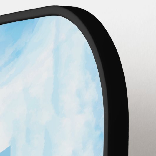 Abstracte aangepaste baby blauwe monogram naam bev pickleball paddle (Links Detail)