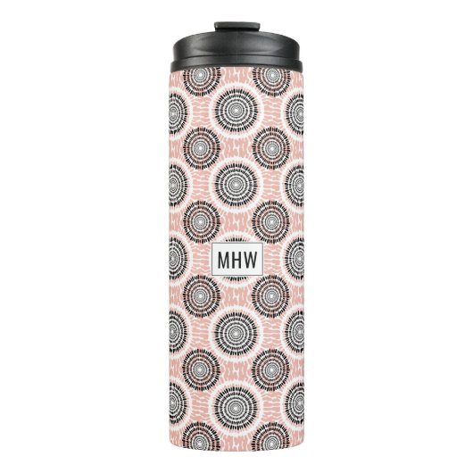 Abstracte aangepaste monogram patroonmonogram thermosbeker (Voorkant)