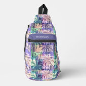 Abstracte aangepaste naam palmboompatroon sling bag (Voorkant)