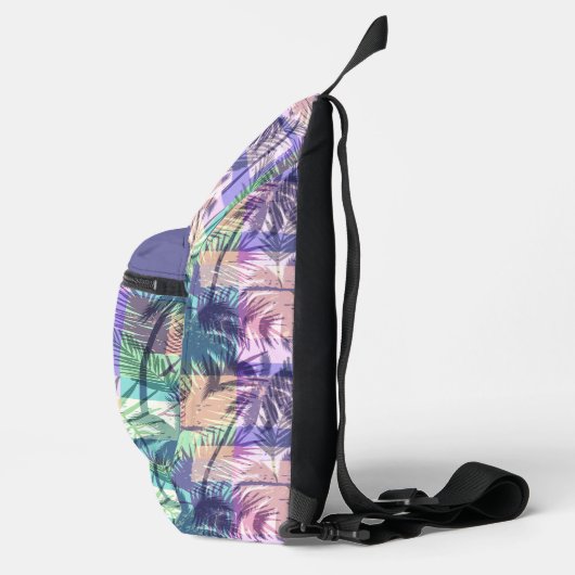 Abstracte aangepaste naam palmboompatroon sling bag (Rechts)