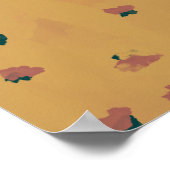 Abstracte aardbeienbloemen op mosterd poster (Hoek)