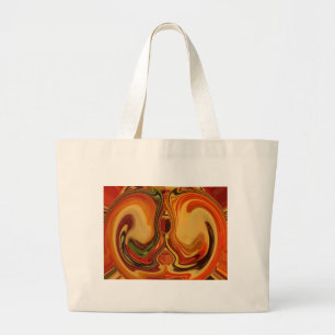 Abstracte aardetone wervelende kunstprint grote tote bag