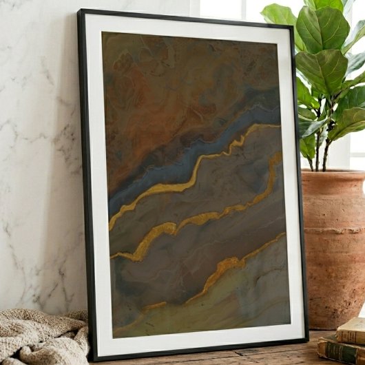 Abstracte aardetoon Geode Marmer Poster