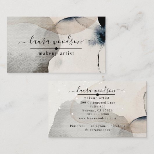 Abstracte aardeWaterverf vormt een makreel Visitekaartje (Voorkant / Achterkant)