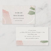 Abstracte aardse roze groene blush Waterverf Visitekaartje (Voorkant / Achterkant)