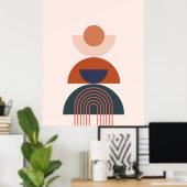 Abstracte aardtoon blauwe vonk geometrisch poster (Thuiskantoor)