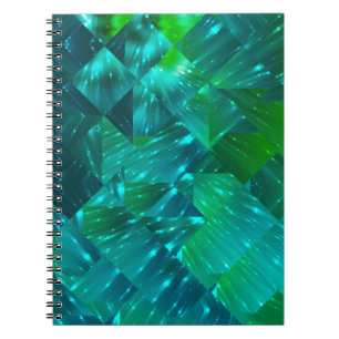 abstracte achtergrond: blauwe en groene mozaïekach notitieboek