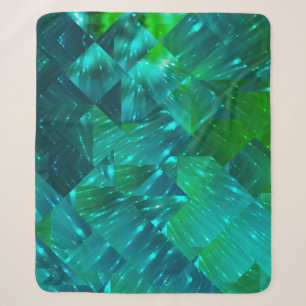 abstracte achtergrond: blauwe en groene mozaïekach sherpa deken