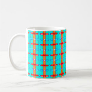 abstracte achtergrond meerkleurig gingham-patroo koffiemok