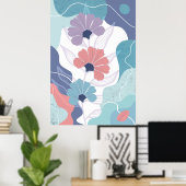 Abstracte achtergrond met bloemen poster (Thuiskantoor)
