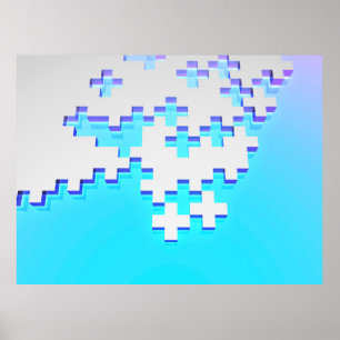 Abstracte achtergrond met grijze puzzel met plusse poster