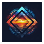 Abstracte achtergrond met zonsondergang en zee perfect poster (Voorkant)