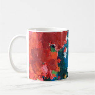 Abstracte achtergrond van olieverschilderen op can koffiemok
