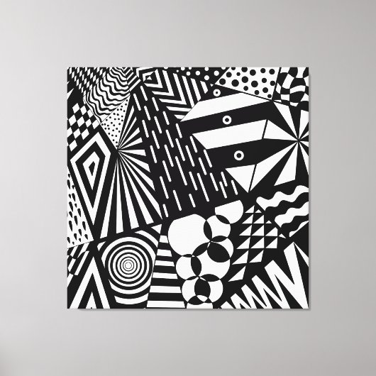 abstracte achtergrond zwart wit geometrische vorme canvas afdruk (Voorkant)
