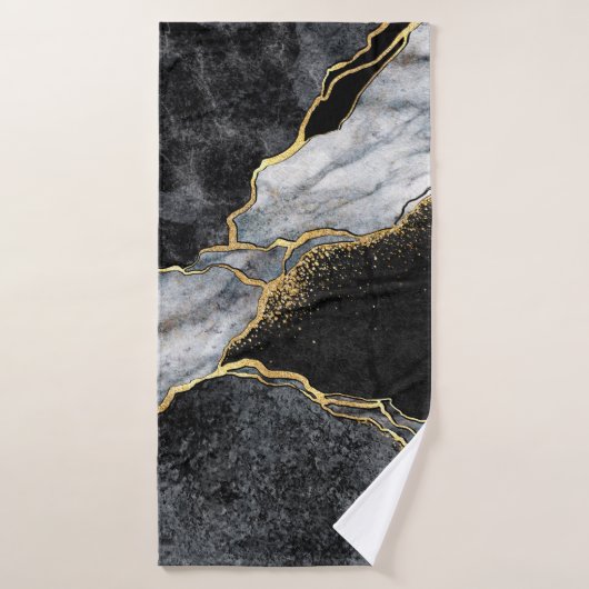 abstracte achtergrond, zwarte en witte marmer badhanddoek (Badhanddoek)