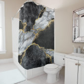 abstracte achtergrond, zwarte en witte marmer douchegordijn (In situ)