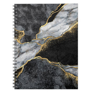abstracte achtergrond, zwarte en witte marmer notitieboek