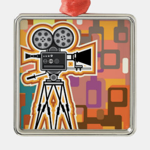 Abstracte achtergrondfilmprojectorcamera metalen ornament