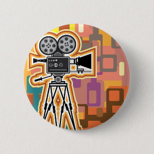 Abstracte achtergrondfilmprojectorcamera ronde button 5,7 cm