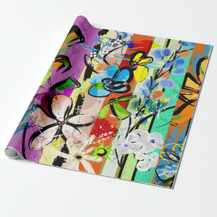 abstracte achtergrondsamenstelling met bloemen, me cadeaupapier