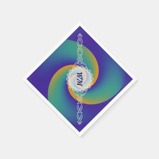 Abstracte achtergrondspiraaltjes zacht V + monogra Servetten (Hoek)