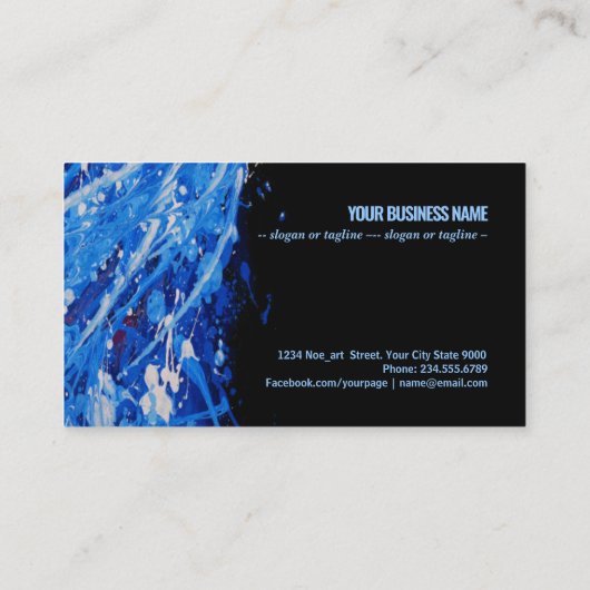 Abstracte acrylblauwe donkerverfachtergrond visitekaartje (Achterkant)