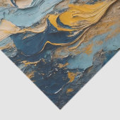 Abstracte acryltextuur in blauw, Sinaasappel en be Tissuepapier (Detail)