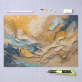 Abstracte acryltextuur in blauw, Sinaasappel en be Tissuepapier (Craft)