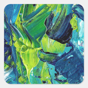 Abstracte acrylverf in blauw vierkante sticker