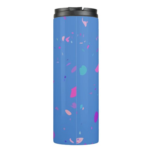 Abstracte afbeelding van Terrazzo Galaxy in Blue Thermosbeker (Achterkant)