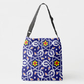 abstracte afdrukken van bloemen en knopen crossbody tas (Achterkant)