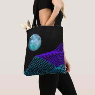 Abstracte afmetingen Planet Paars Blauw Zwart Draagtas