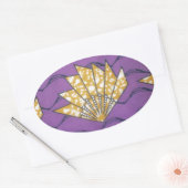 Abstracte Afrikaanse kunst: Paarse passiegolven Ovale Sticker (Envelop)