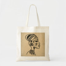 Abstracte Afrikaanse Stam Gezicht Tote Tas | Minim