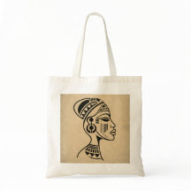 Abstracte Afrikaanse Stam Gezicht Tote Tas | Minim
