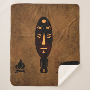 Abstracte Afrikaanse stam gezichts tatoeage kunst Sherpa Deken