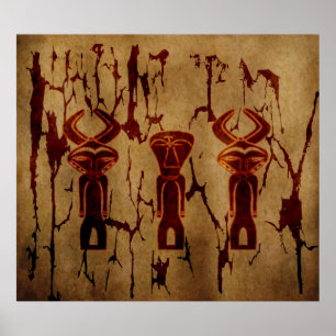 Abstracte Afrikaanse stam oude tekenkunst Poster