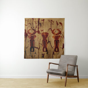 Abstracte Afrikaanse stam silhouet tekening Wandkleed