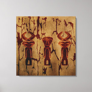 Abstracte Afrikaanse tribale primitieve tekenkunst Canvas Afdruk