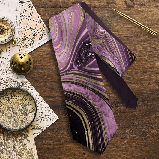 Abstracte Agate Mauve ID827 Stropdas